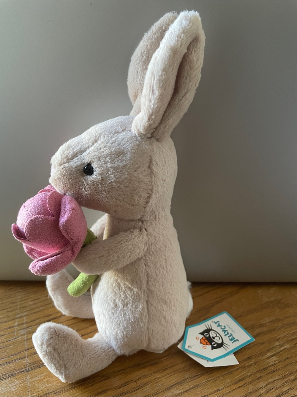 Jellycat Bonnie Bunny with Peony Retired Rare Beige Plush Rabbit NEW with Tags - Picture 2 of 8